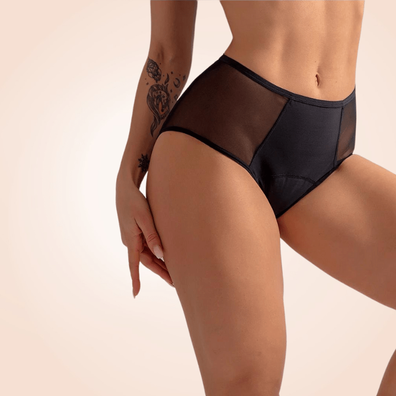 High Waist Mesh Breathable Moderate Absorbency Leak Proof Menstrual Panties