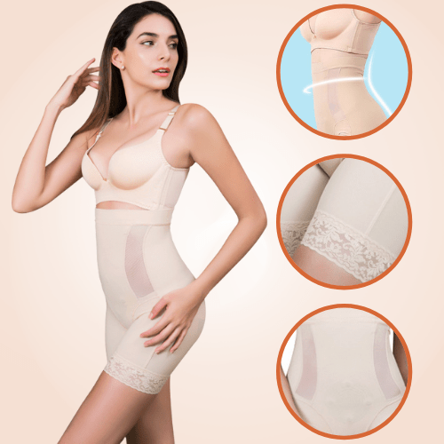 Breathable Side Mesh Tummy Control High Waisted Sculpting Shorts