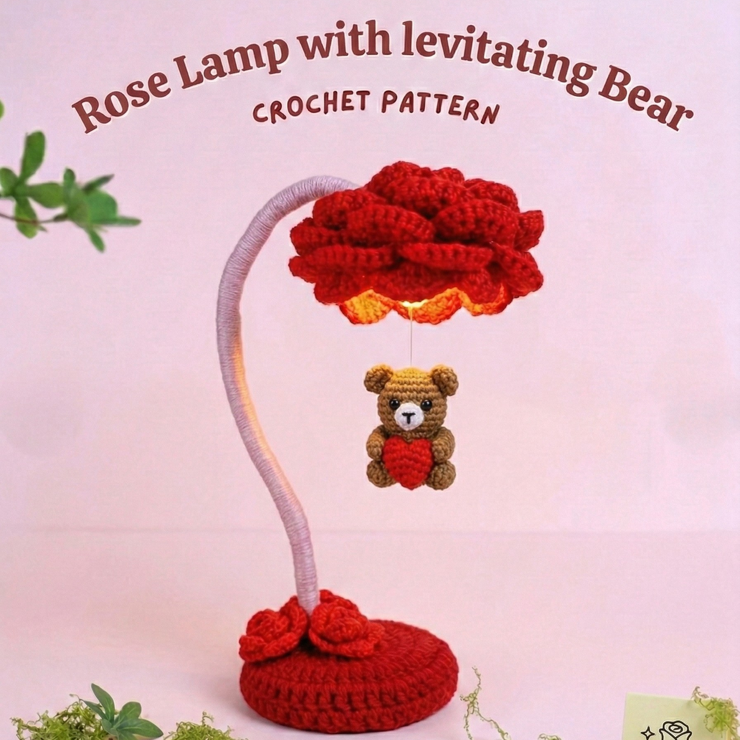 Rose Lamp with levitating Bear Crochet Pattern