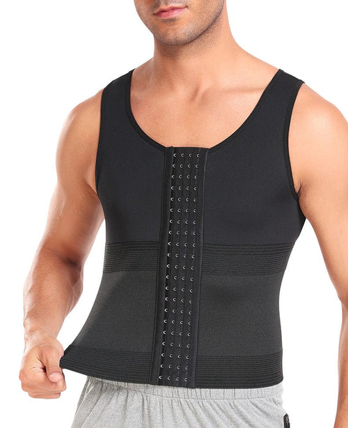Men Tummy Control Compression Shirt Tank Top with Hook and Eye Closure