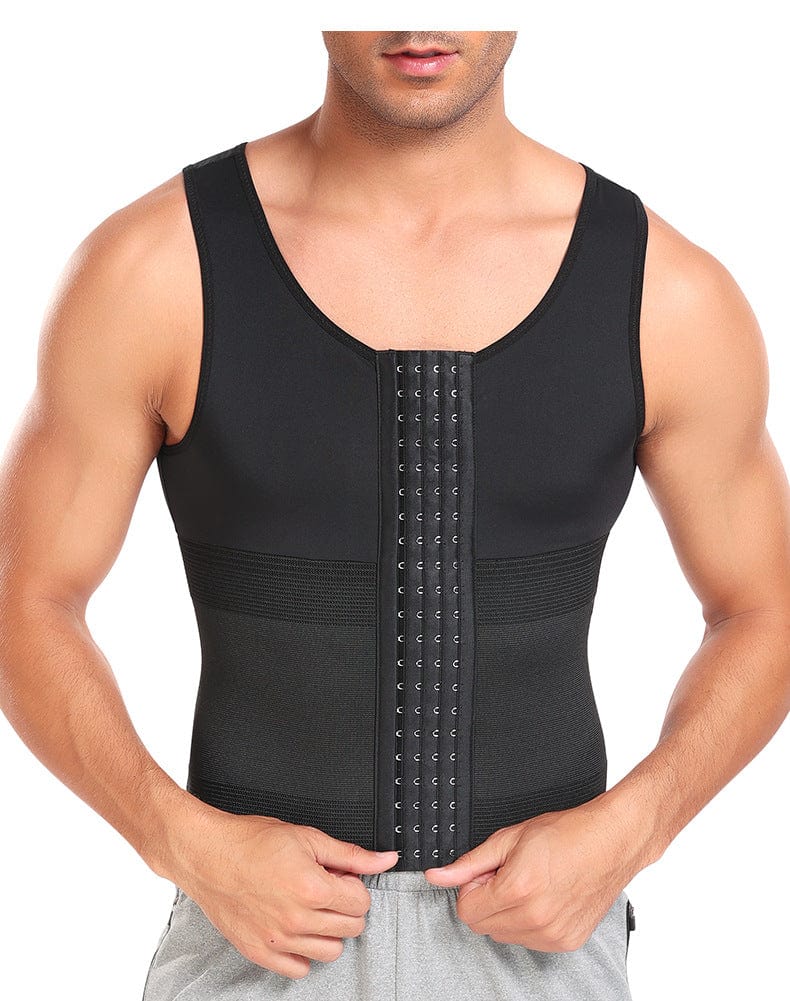 Men Tummy Control Compression Shirt Tank Top with Hook and Eye Closure