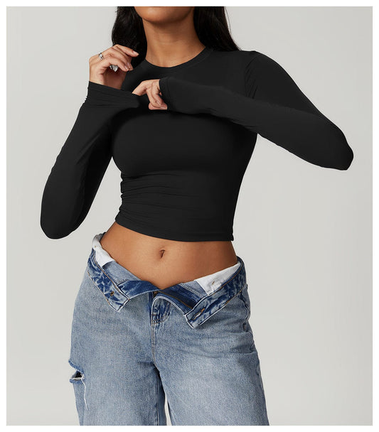 Women Seamless Long Sleeve Yoga Shaping Crop Top
