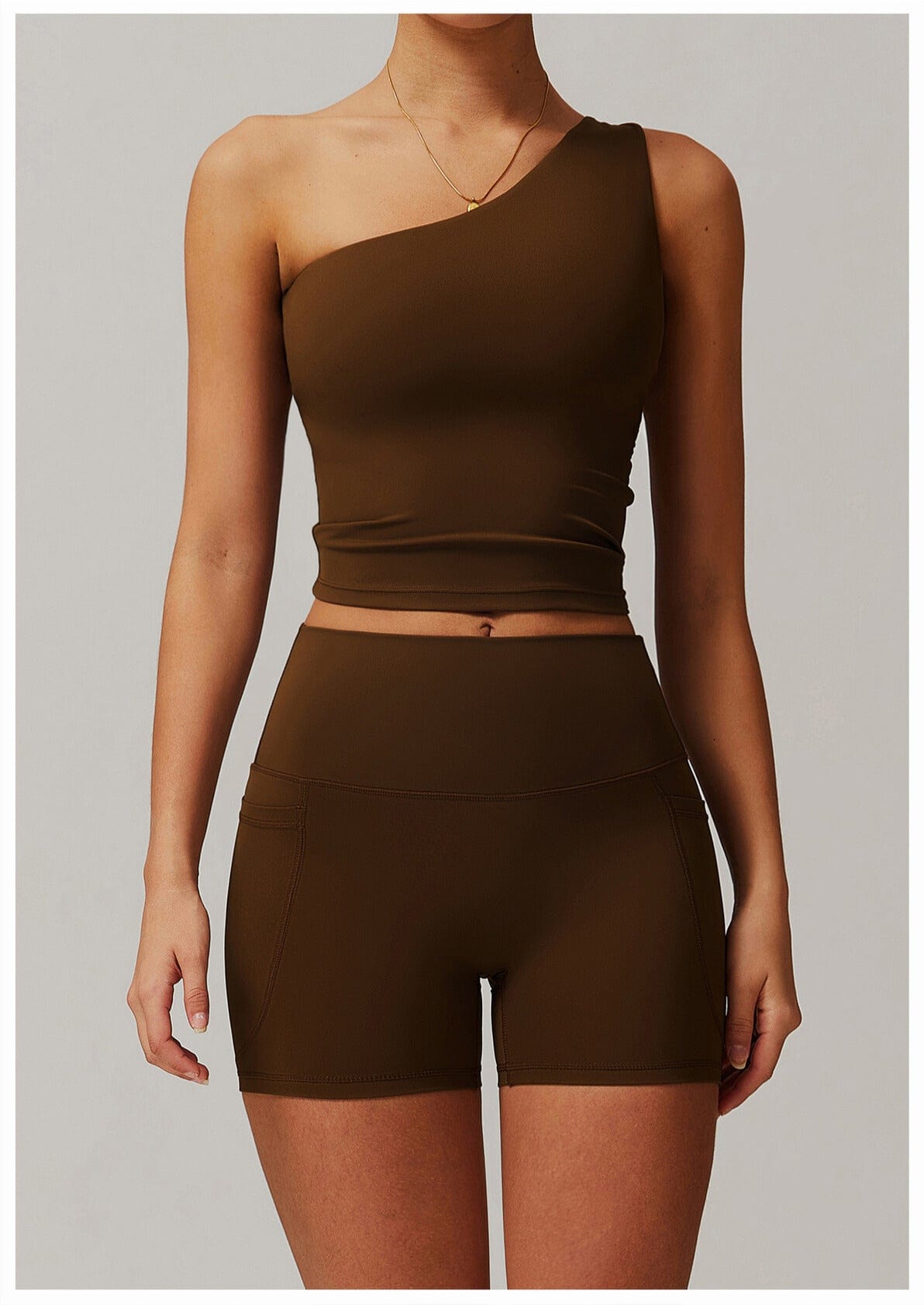One Shoulder Workout Shaping Crop Top with Removable Chest Pads