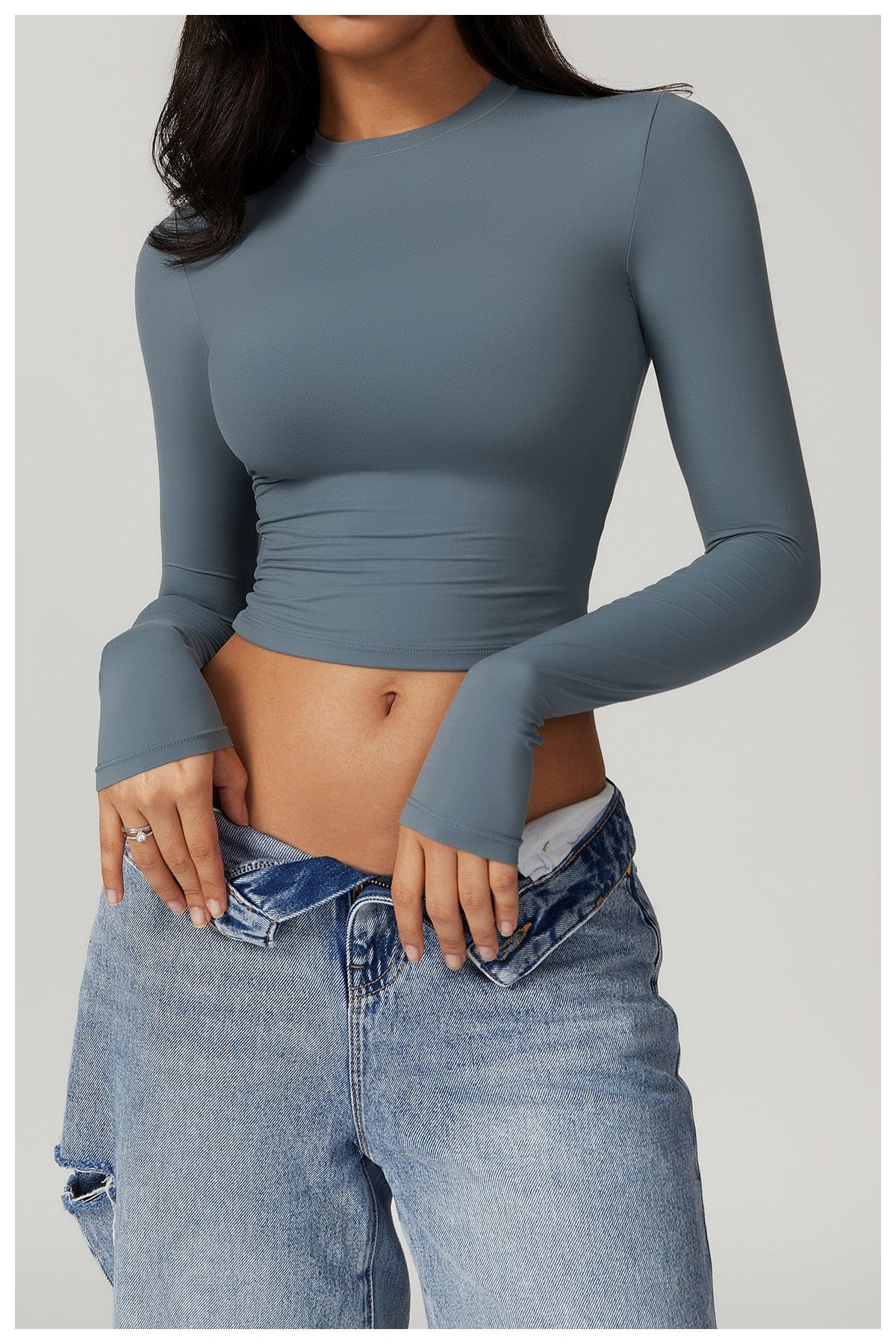 Women Seamless Long Sleeve Yoga Shaping Crop Top