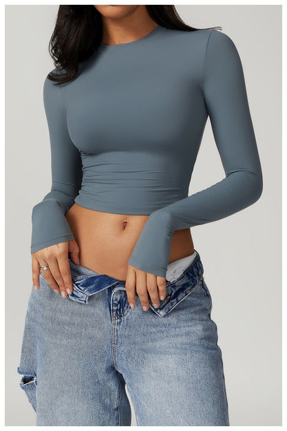 Women Seamless Long Sleeve Yoga Shaping Crop Top