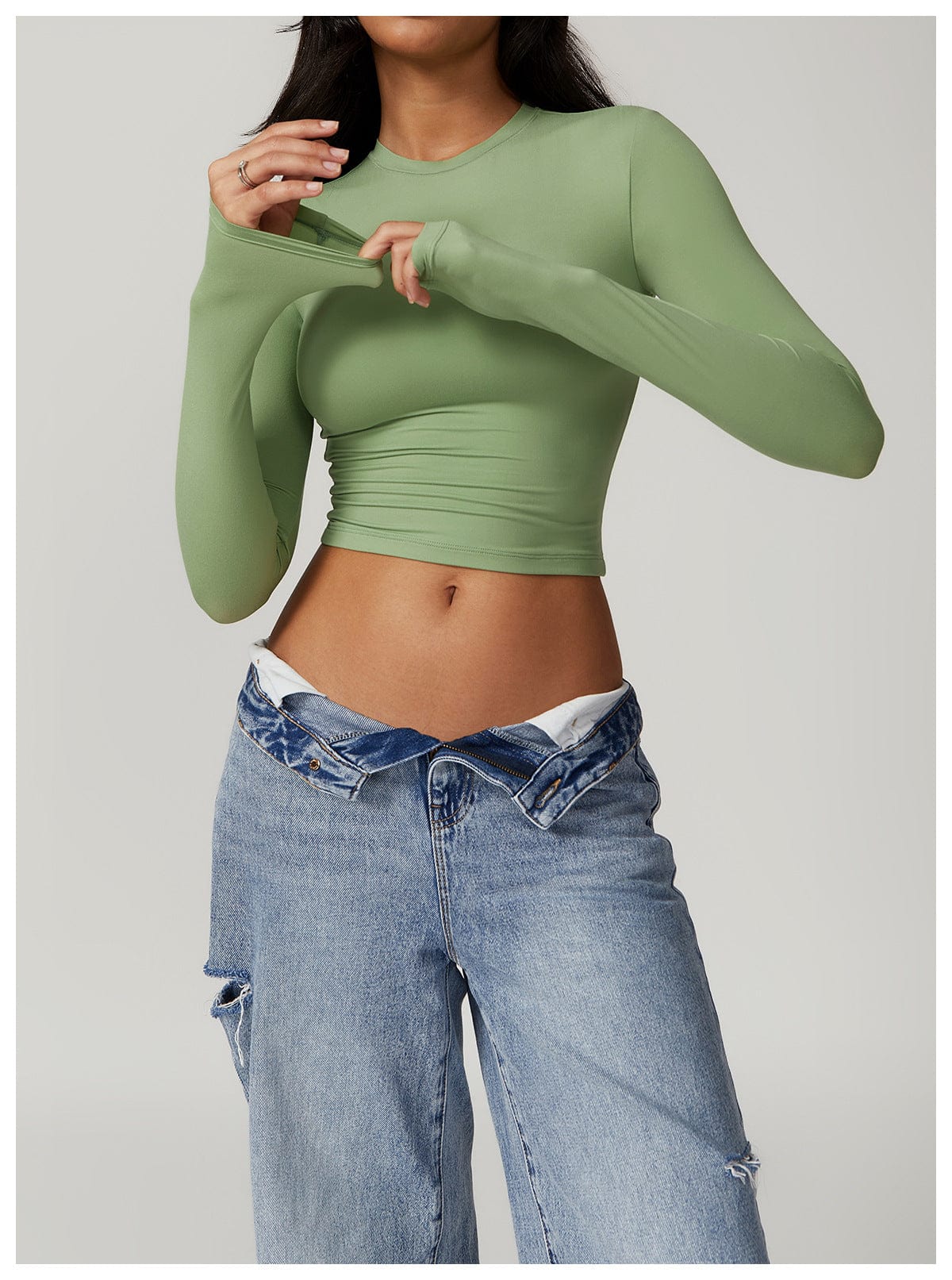 Women Seamless Long Sleeve Yoga Shaping Crop Top