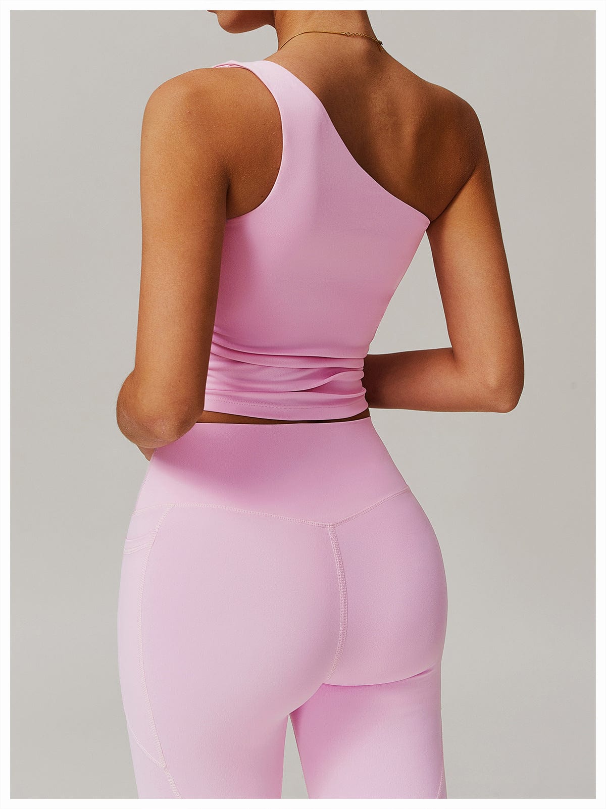 One Shoulder Workout Shaping Crop Top with Removable Chest Pads