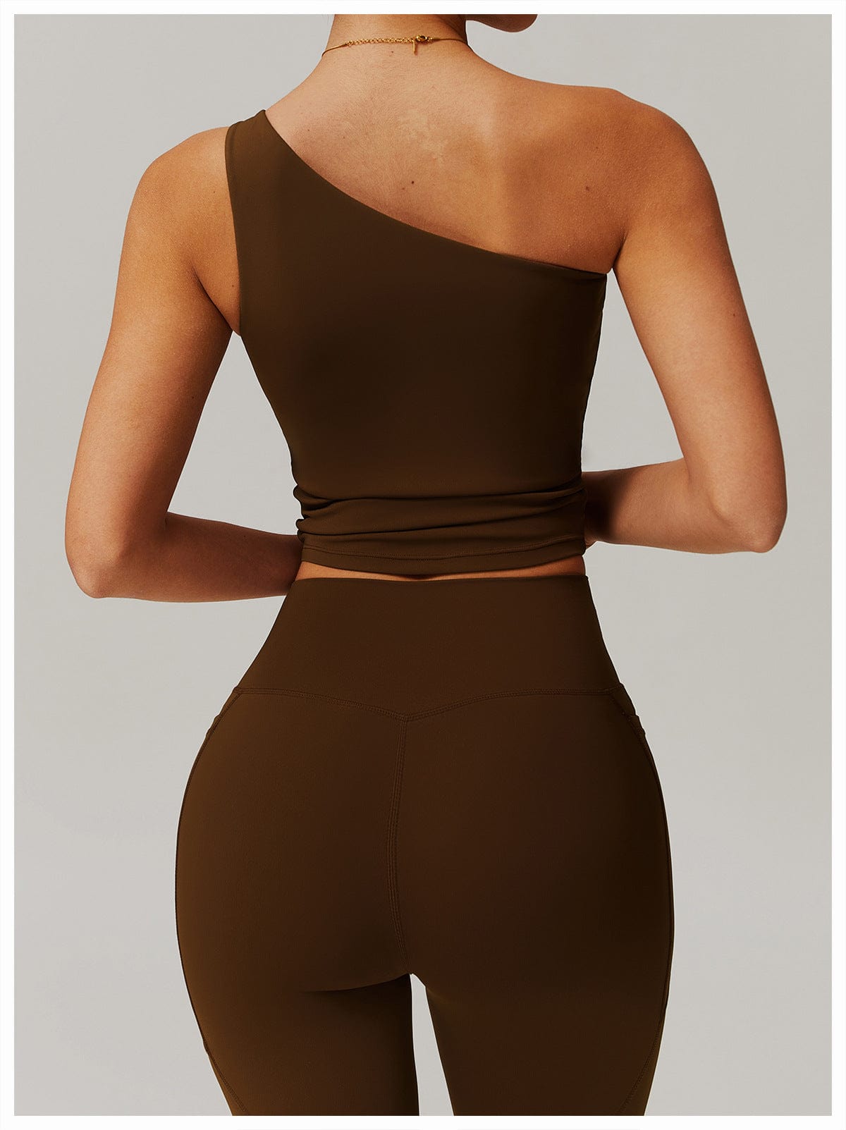 One Shoulder Workout Shaping Crop Top with Removable Chest Pads