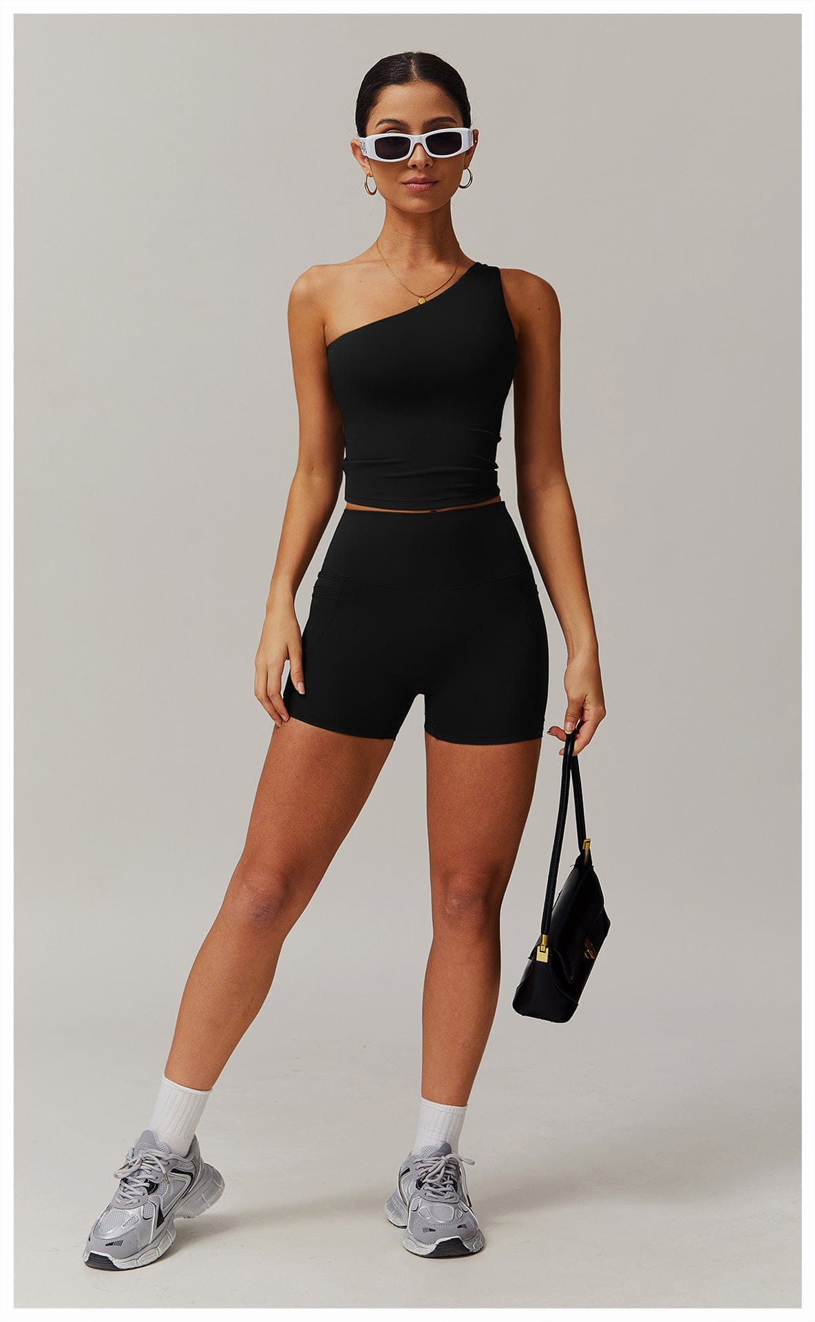 One Shoulder Workout Shaping Crop Top with Removable Chest Pads