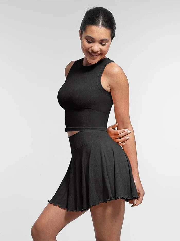 Seamless Supportive Sport Yoga Active Wear Crop Top with Built-In Bra & Adjustable Cups