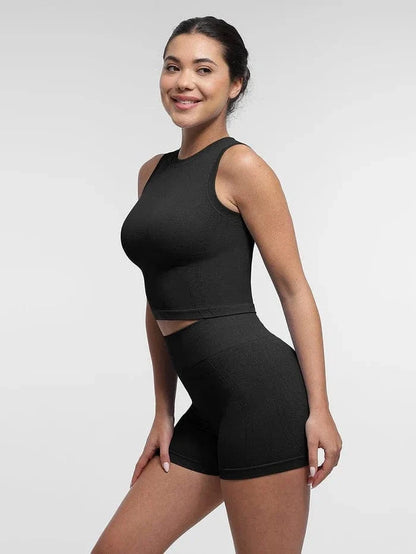 Seamless Supportive Sport Yoga Active Wear Crop Top with Built-In Bra & Adjustable Cups