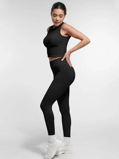 Seamless Supportive Sport Yoga Active Wear Crop Top with Built-In Bra & Adjustable Cups