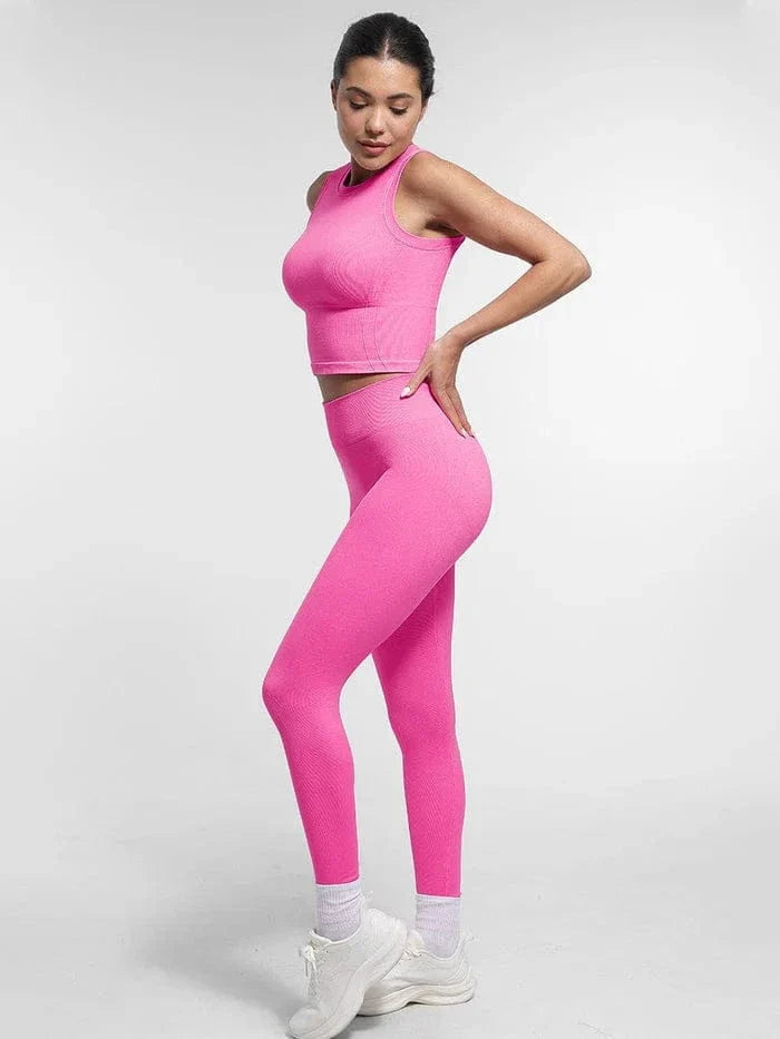 Seamless Supportive Sport Yoga Active Wear Crop Top with Built-In Bra & Adjustable Cups