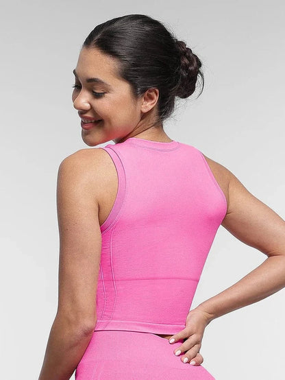 Seamless Supportive Sport Yoga Active Wear Crop Top with Built-In Bra & Adjustable Cups