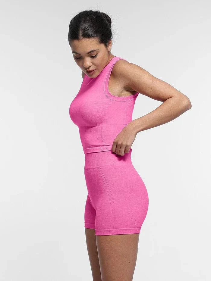 Seamless Supportive Sport Yoga Active Wear Crop Top with Built-In Bra & Adjustable Cups