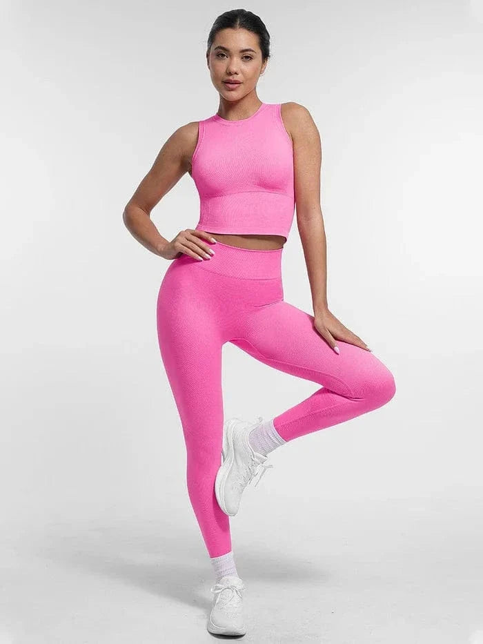 Seamless Supportive Sport Yoga Active Wear Crop Top with Built-In Bra & Adjustable Cups
