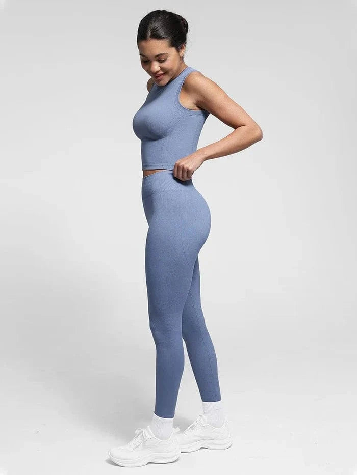Seamless Supportive Sport Yoga Active Wear Crop Top with Built-In Bra & Adjustable Cups