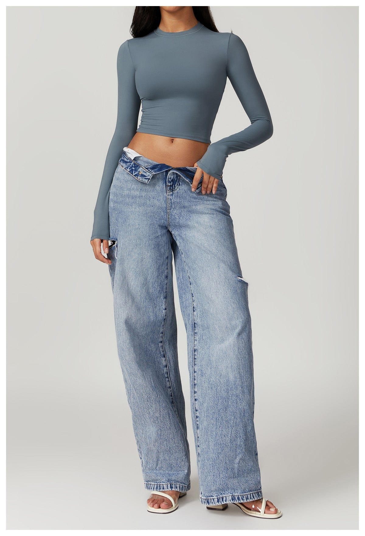 Women Seamless Long Sleeve Yoga Shaping Crop Top