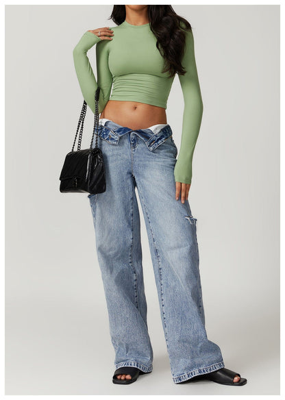 Women Seamless Long Sleeve Yoga Shaping Crop Top