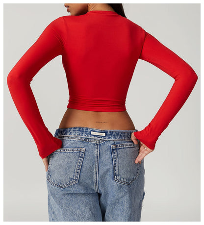 Women Seamless Long Sleeve Yoga Shaping Crop Top