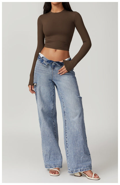 Women Seamless Long Sleeve Yoga Shaping Crop Top