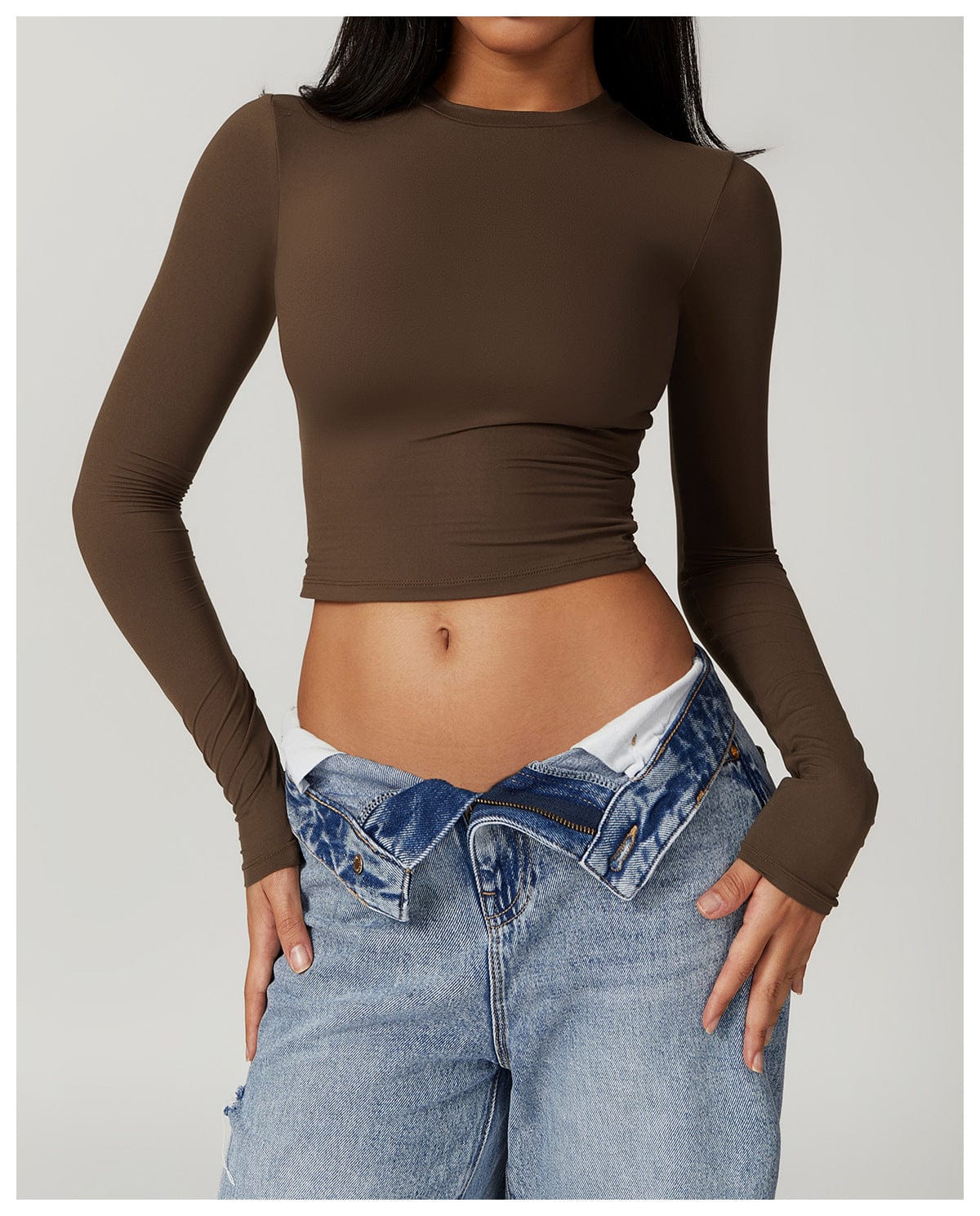 Women Seamless Long Sleeve Yoga Shaping Crop Top