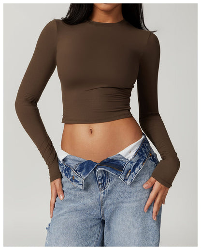 Women Seamless Long Sleeve Yoga Shaping Crop Top