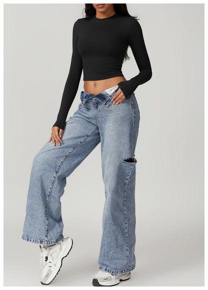 Women Seamless Long Sleeve Yoga Shaping Crop Top