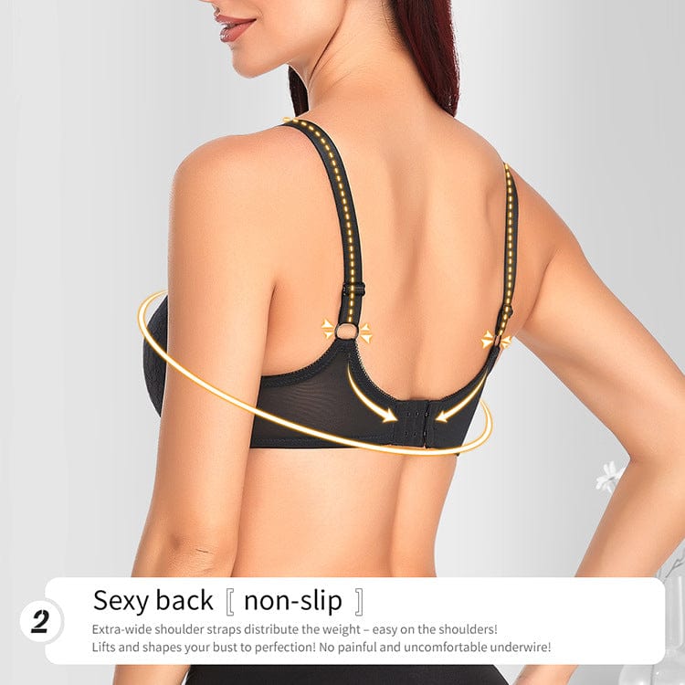 Push Up Ultra Thin Underwired Black Mesh Bra