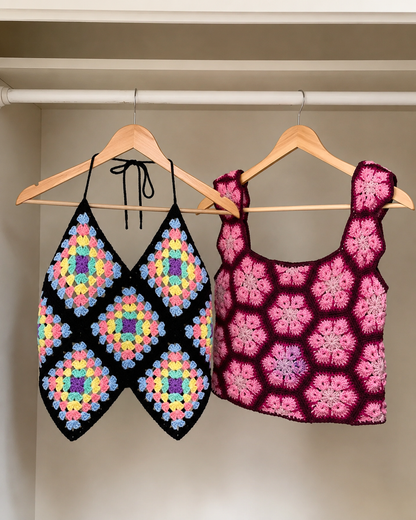 Granny Squares & African flowers Tops Crochet Patterns