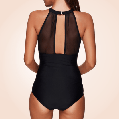 High Neck Mesh One Piece Swimsuit