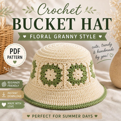 Floral Granny Bucket Hat Crochet Pattern