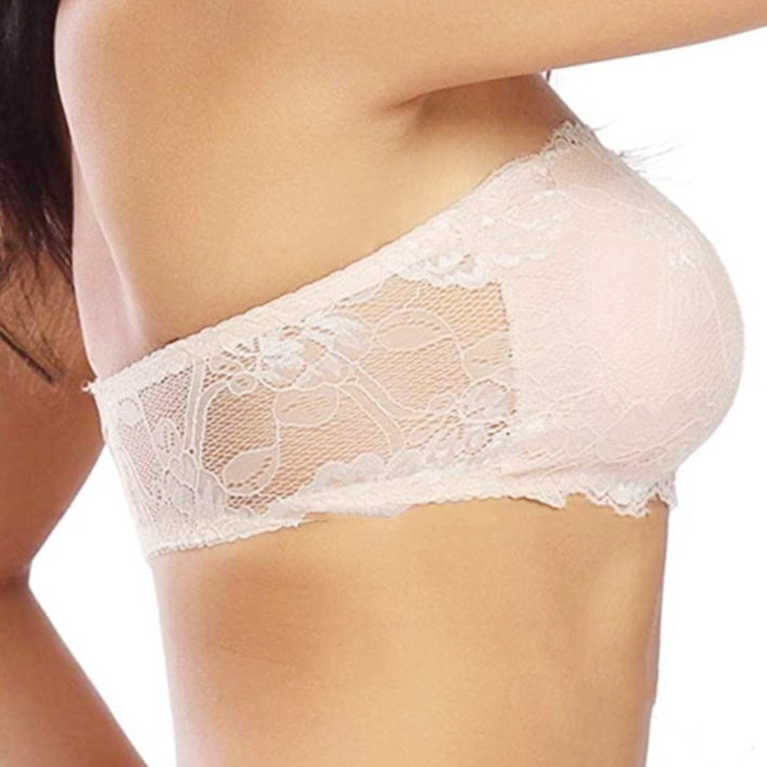 Invisible Bandeau Floral Lace Tube Strapless Bra