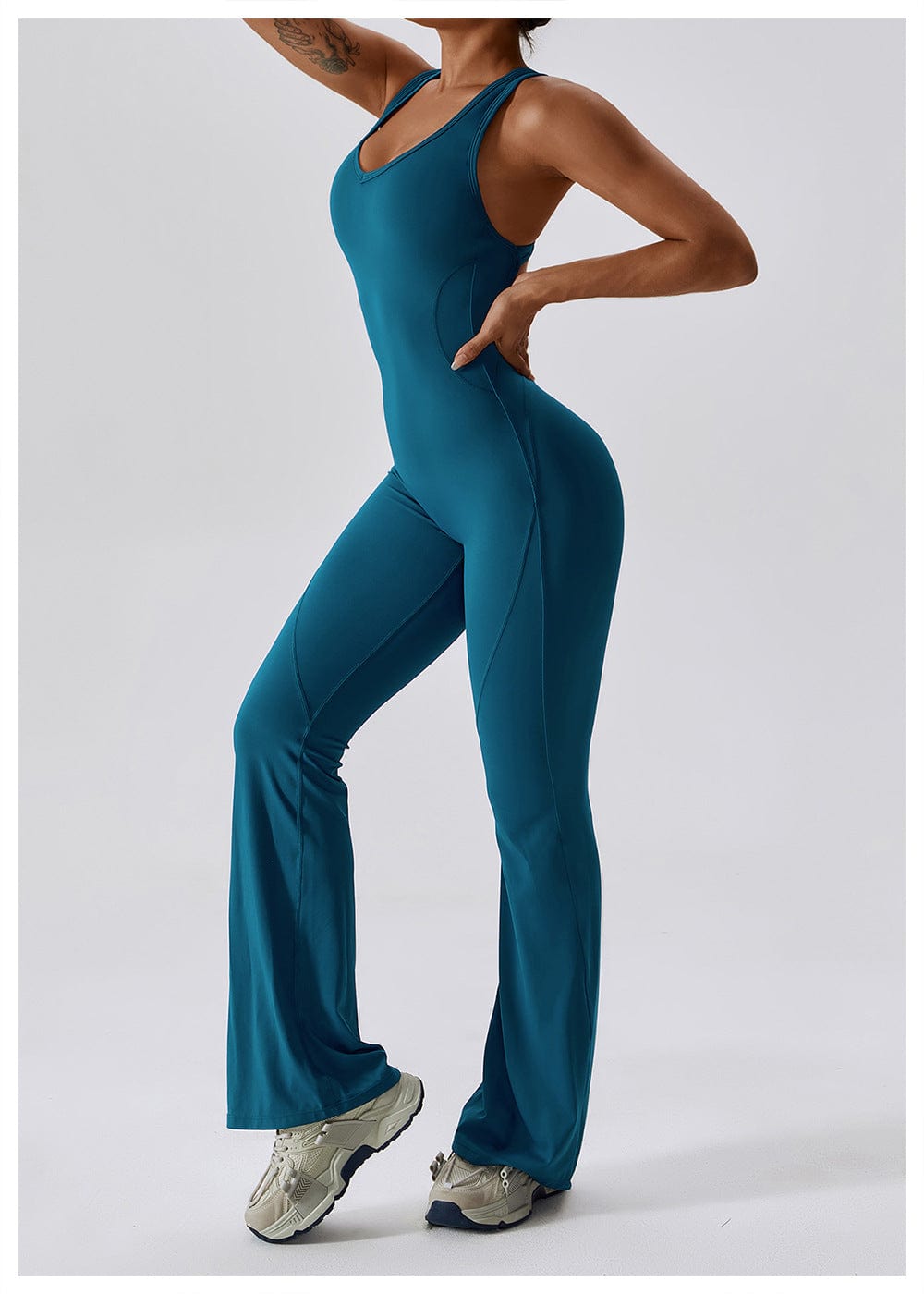 Backless Flared Tummy Control Shaping Jumpsuit For Women