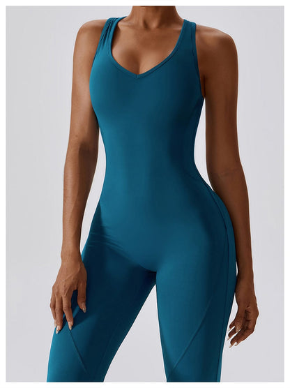 Backless Flared Tummy Control Shaping Jumpsuit For Women