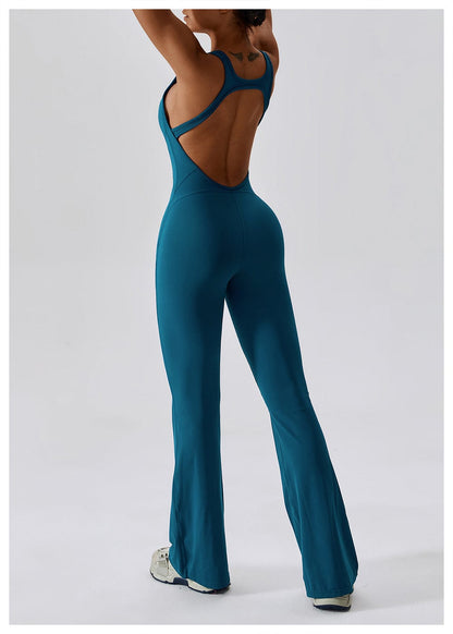 Backless Flared Tummy Control Shaping Jumpsuit For Women
