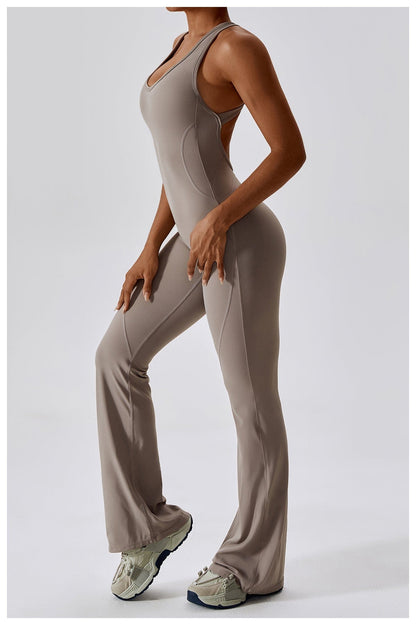 Backless Flared Tummy Control Shaping Jumpsuit For Women