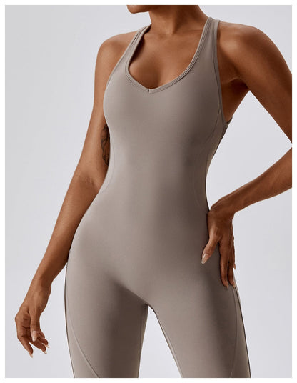 Backless Flared Tummy Control Shaping Jumpsuit For Women