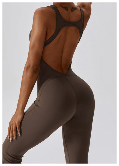 Backless Flared Tummy Control Shaping Jumpsuit For Women