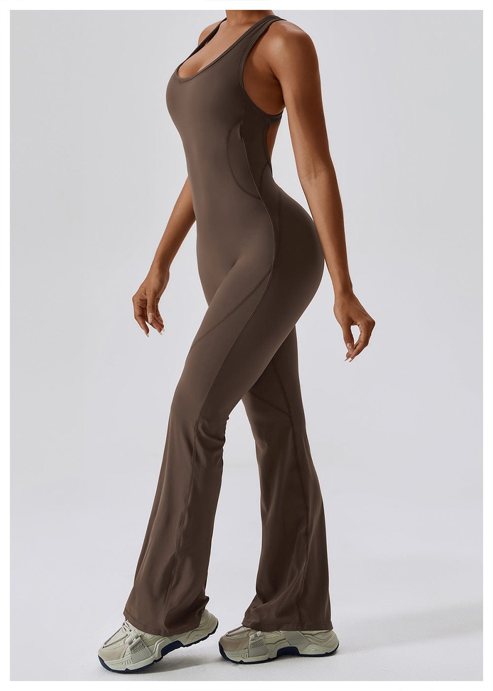 Backless Flared Tummy Control Shaping Jumpsuit For Women