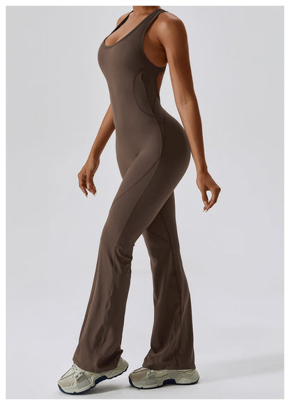 Backless Flared Tummy Control Shaping Jumpsuit For Women