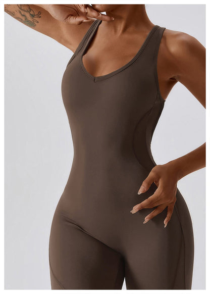 Backless Flared Tummy Control Shaping Jumpsuit For Women
