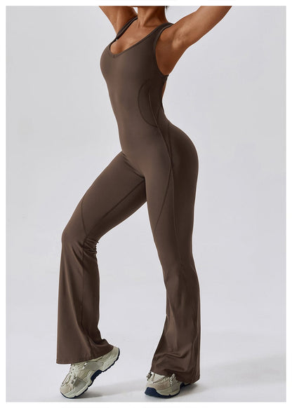 Backless Flared Tummy Control Shaping Jumpsuit For Women