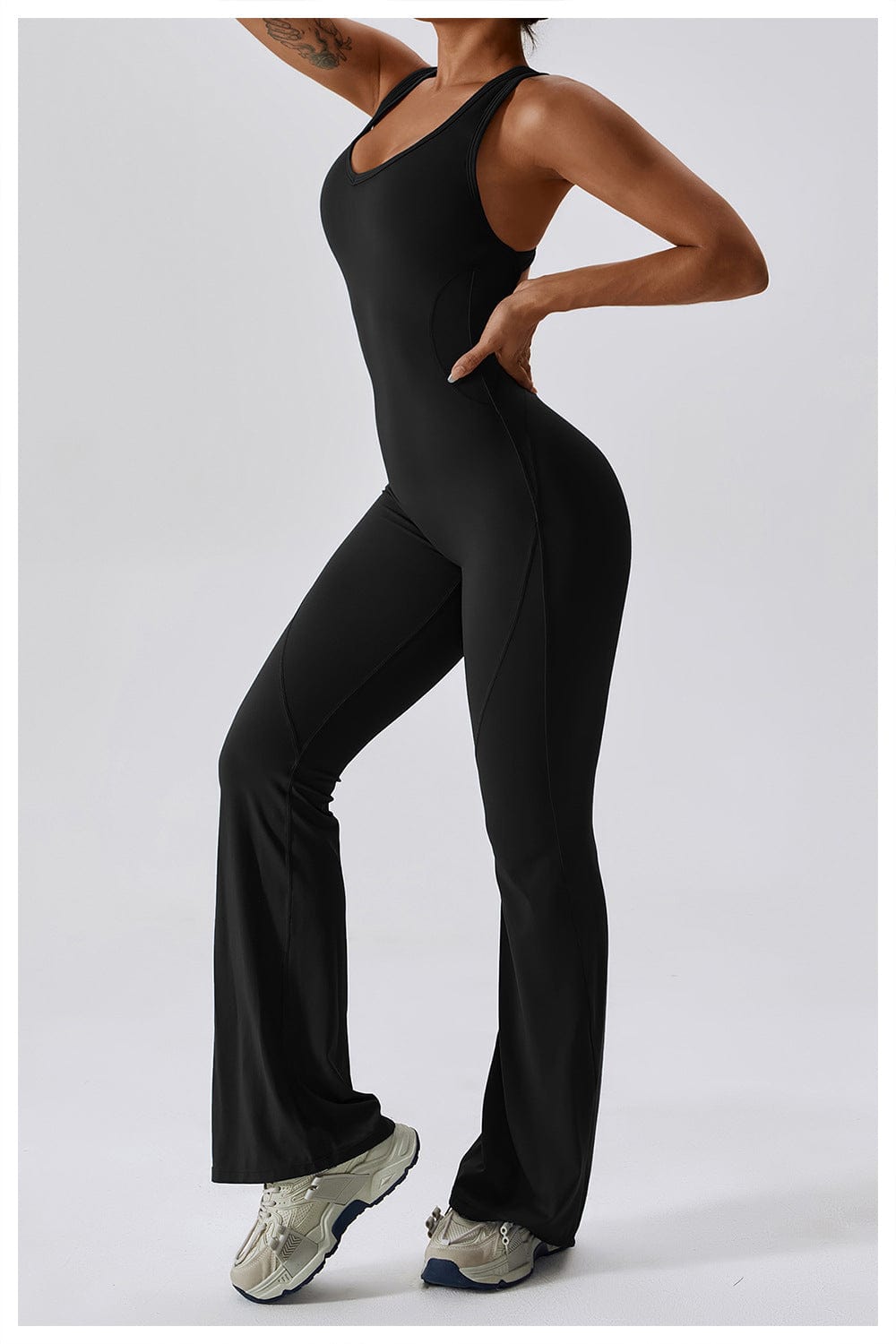 Backless Flared Tummy Control Shaping Jumpsuit For Women