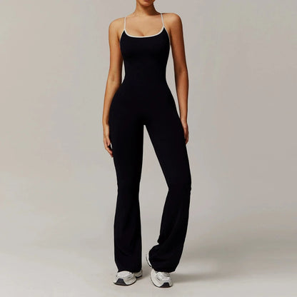 Women Tummy Control Flared Cross-Back Shaping Jumpsuit
