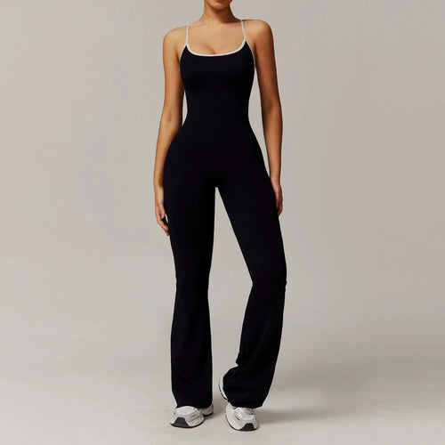 Women Tummy Control Flared Cross-Back Shaping Jumpsuit
