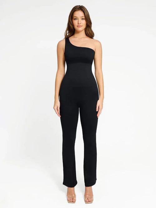 Seamless One Shoulder Flared Shaper Jumpsuit