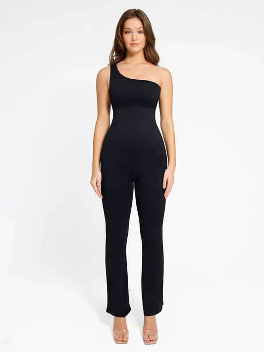 Seamless One Shoulder Flared Shaper Jumpsuit