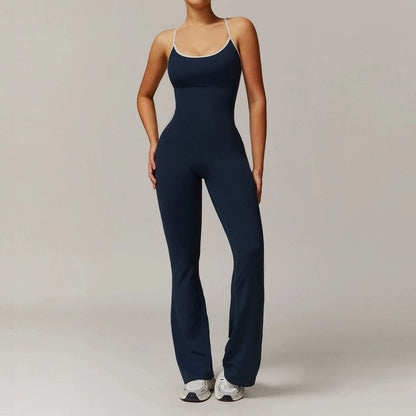 Women Tummy Control Flared Cross-Back Shaping Jumpsuit
