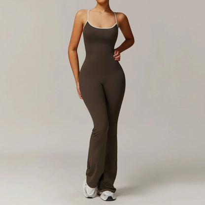 Women Tummy Control Flared Cross-Back Shaping Jumpsuit